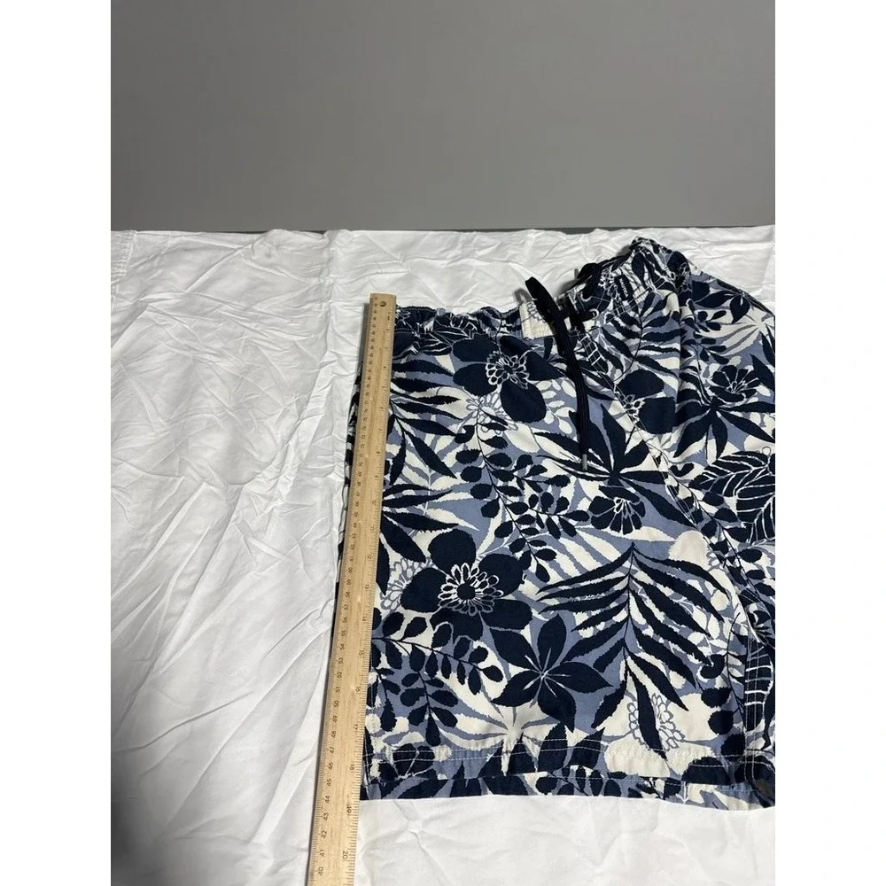 Nautica Mens Blue Floral Print Swim Trunks Size Medium Tropical Beach Shorts